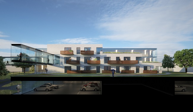  Het achteraanzicht van de assistentiewoningen 